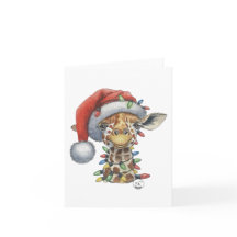 Carte de vœux festive girafe