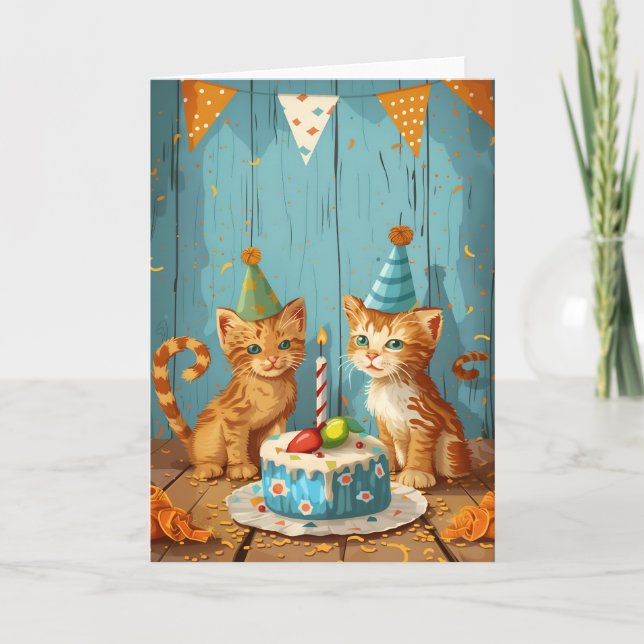 Carte de voeux Festive Kitten Party (Devant)