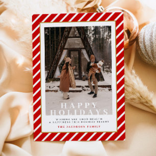 Carte de vœux festive MERI Red Stripes pour Joyeus