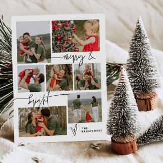 Carte de vœux festive minimaliste à cœur Merry & B