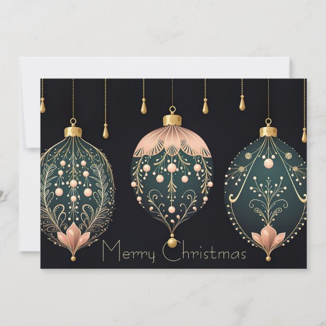 Carte de voeux Festive Noël Baubles (Devant)