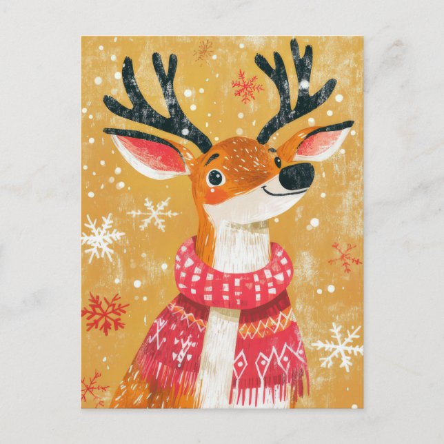 Carte de voeux Festive Reindeer de Noël (Devant)
