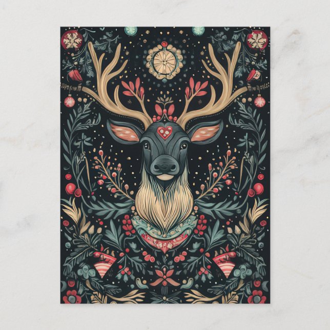 Carte de voeux Festive Reindeer de Noël (Devant)