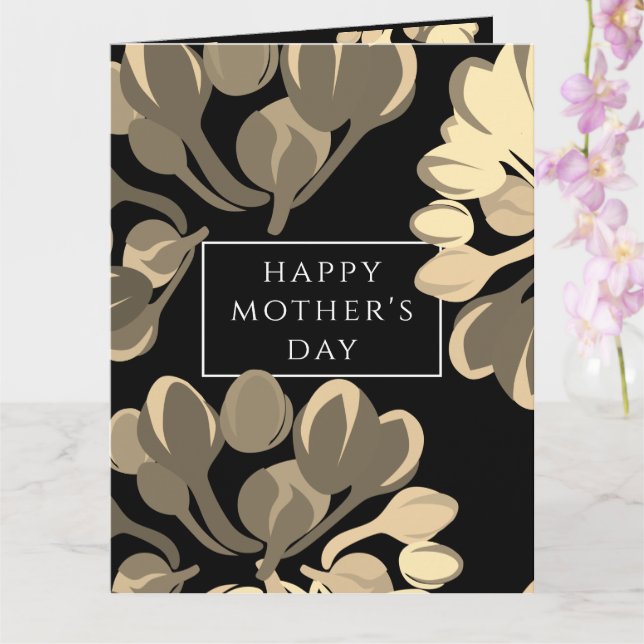 Carte de voeux Fête des Mères Fleur Noire et Beige (Orchidée)