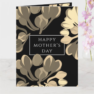 Carte de voeux Fête des Mères Fleur Noire et Beige