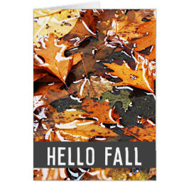 Carte de voeux Feuille Hello Fall Rainy