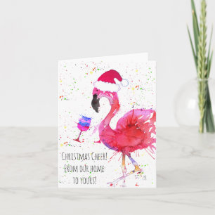 Carte de voeux Flamant rose rose pâle de Noël