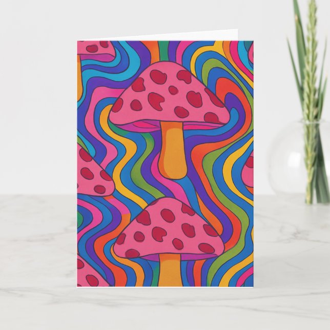 Carte de voeux flanquée de champignons psychédéliq (Devant)