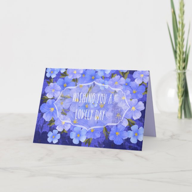 Carte de vœux "Fleur bleue brillante" pliée (Devant)