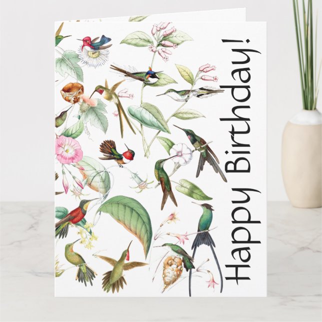 Carte de voeux Fleur d'Oiseau de colibri Floral B  (Devant)