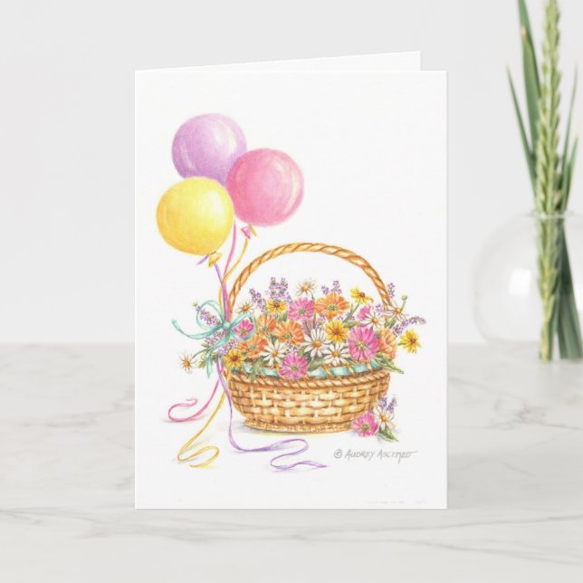 Carte de voeux Fleur sauvage de ballons d'annivers (Devant)