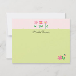 Carte de vœux Fleurs douces en rose et vert