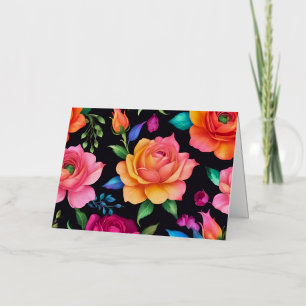 Carte de voeux Floral Patern Rose Plié Foil