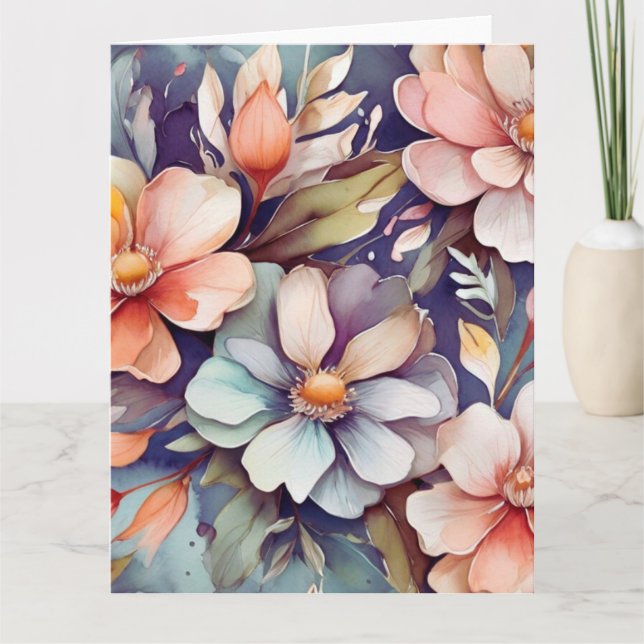 Carte de voeux Floral Watercolor (Devant)