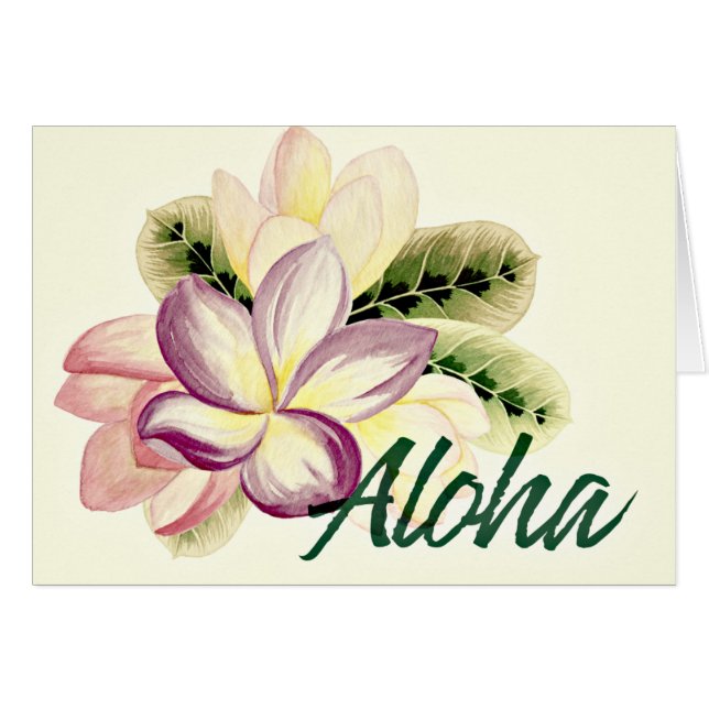 Carte de voeux florale Aloha Plumeria Island (Devant horizontal)
