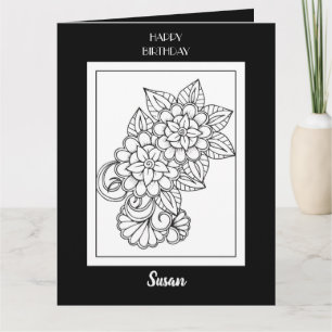 Carte de voeux florale colorée joyeuse pour l'anni