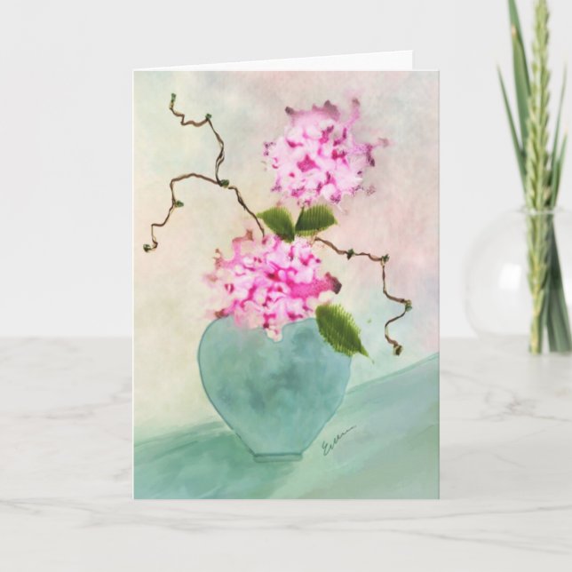 Carte de voeux florale d'aquarelle d'Ikebana (Devant)