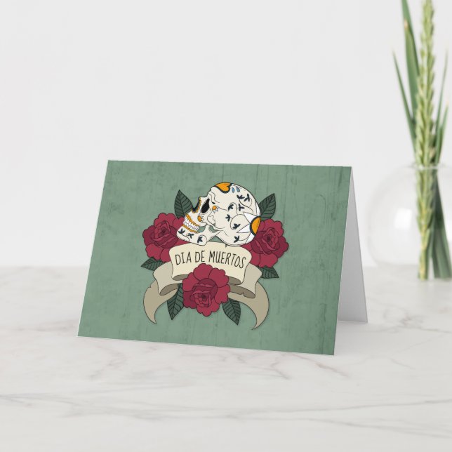 Carte de voeux florale de Skull Dia de Muertos de (Devant)