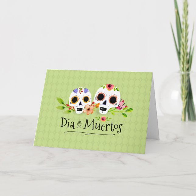 Carte de voeux florale de Skulls Dia de Muertos de (Devant)