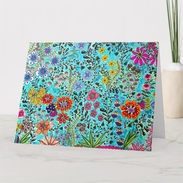 Carte de voeux florale imprimée à partir de l'oeuv (Devant)