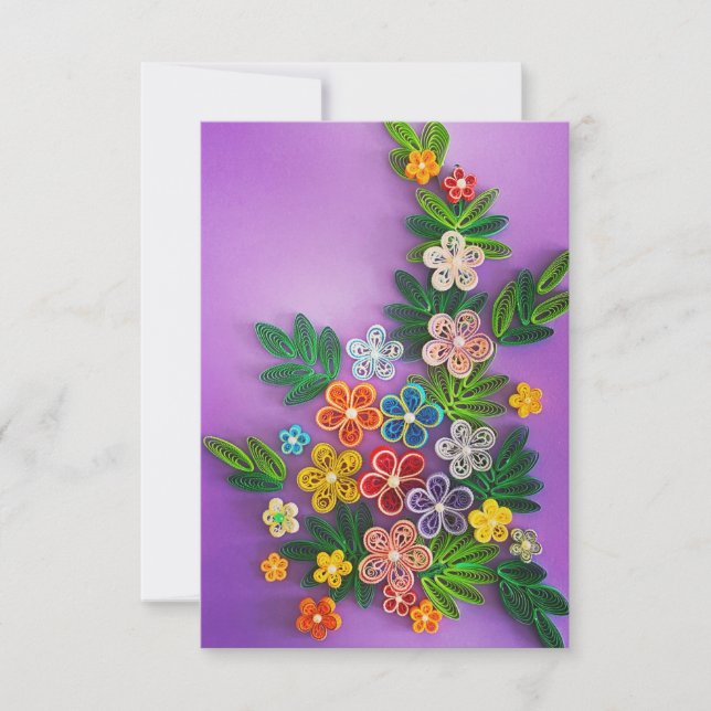 Carte de vœux florale joyeuse aux teintes roses (Devant)