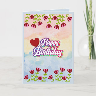 Carte de vœux florale Joyeux Anniversaire