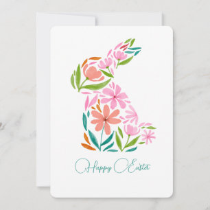 Carte de voeux florale lapin d'aquarelle de pâques