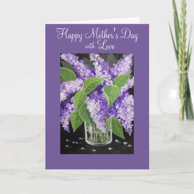 Carte de voeux florale lilas du jour de mère (Devant)