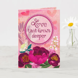 Carte de vœux florale lunatique d'amour qui grandi
