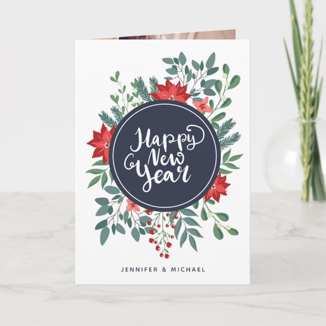 Carte de vœux florale pour le Nouvel An | Carte de (Devant)