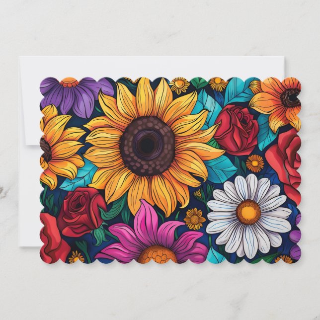 Carte de voeux Flore Vibrant - Fleurs de soleil, R (Devant)