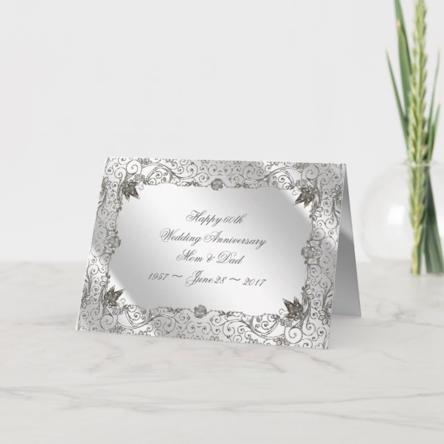 Carte de voeux Flourish Diamond 60e Anniversaire (Devant)