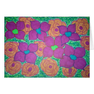 Carte de voeux Flower Art coloré