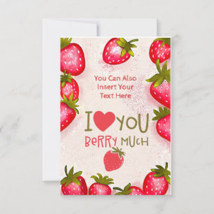 Carte de vœux fraise je t'aime beaucoup