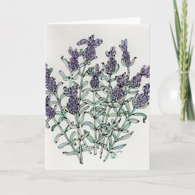 Carte de voeux - Français Lavender Aquarelle & Enc (Devant)