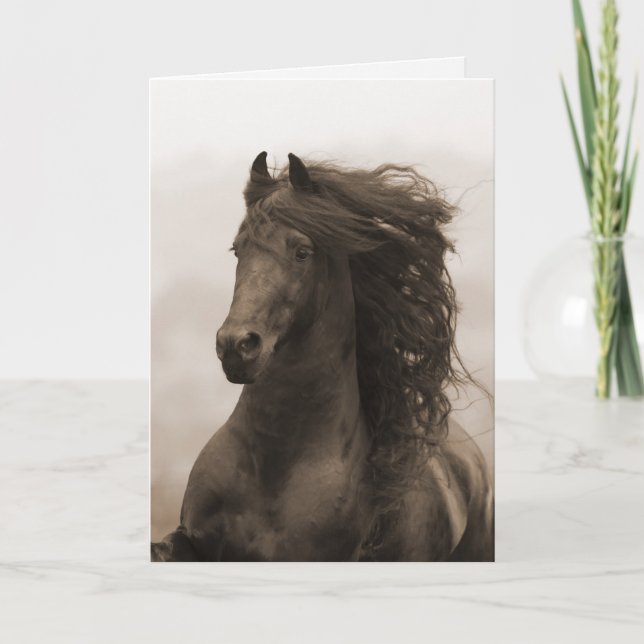 Carte de voeux Friesian Running Horse (Devant)