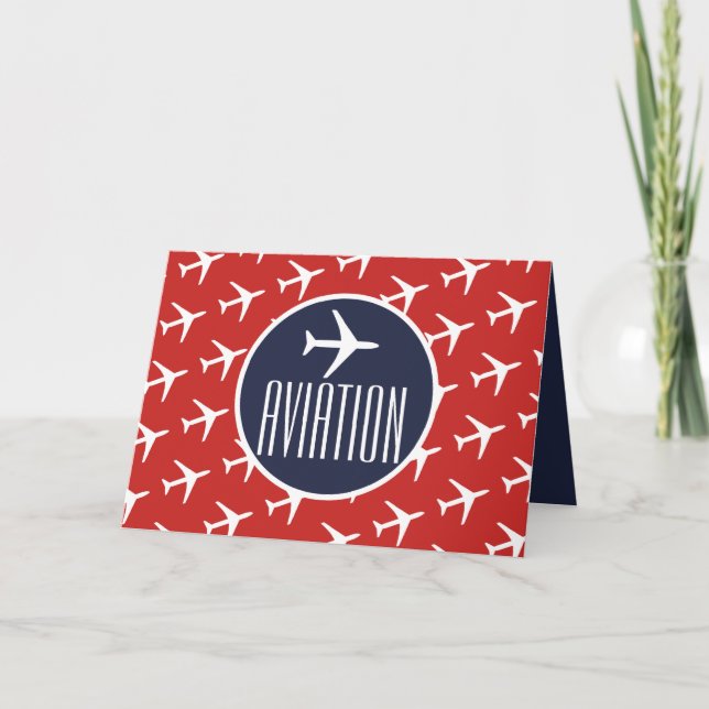 Carte de voeux Funky White Plane Pilot Aviation (Devant)