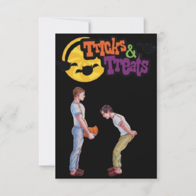 Carte de voeux Gay Halloween Tricks et Traitements (Devant)
