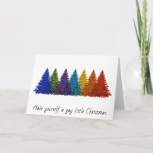 Carte de voeux gay pour Noël Arbres Arc-en-ciel