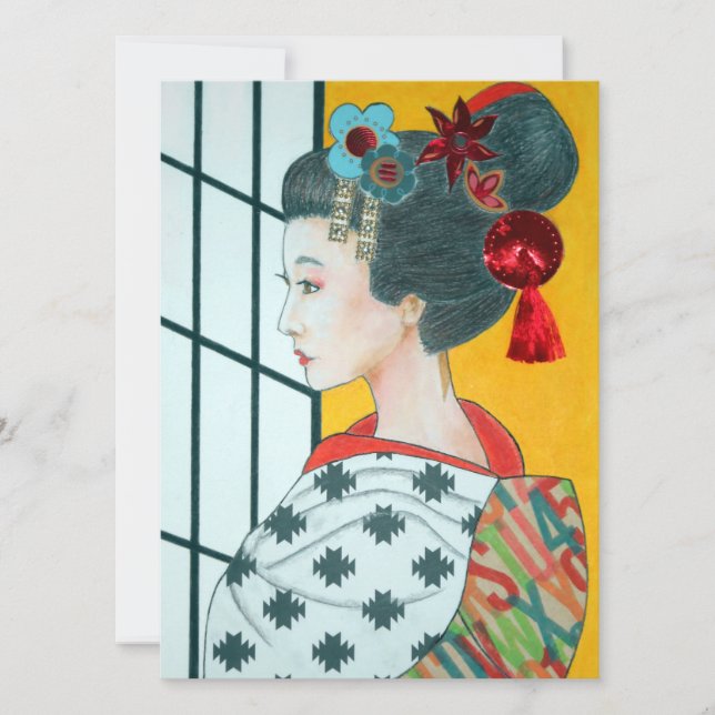 Carte de voeux Geisha Original Art Flat (Devant)