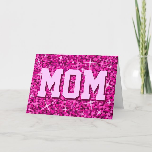 Carte de voeux Glitz Rose 'MOM' (Devant)
