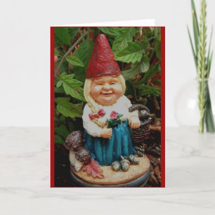 carte de voeux - gnome de jardin de dame
