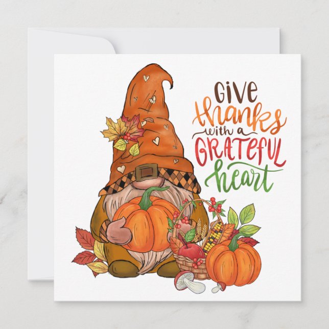 Carte de voeux Gnome Thanksgiving (Devant)