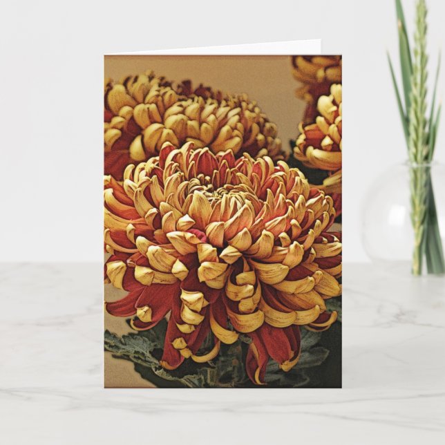 Carte de voeux Gold & Red Chrysanthemum (Devant)
