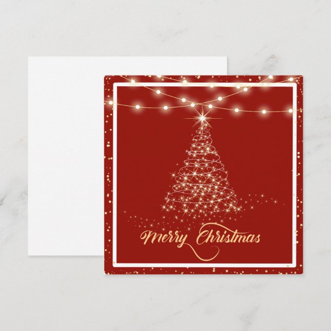 Carte de voeux Gold Sparkle Christmas Tree Holiday (Devant / Derrière)