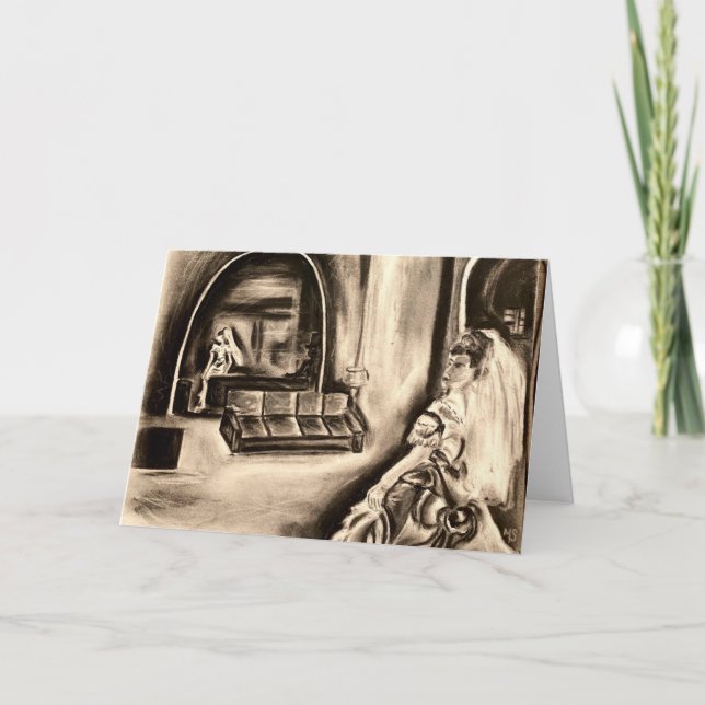 Carte de voeux GOTHIC BRIDE Charcoal Dessin BLANC (Devant)