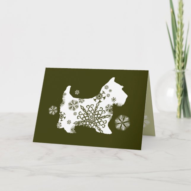 Carte de voeux Green Snowflake Dog Holiday (Devant)