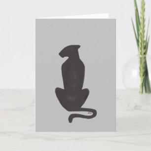 Carte de voeux grise de silhouette de chat noir