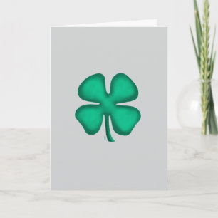 Carte de vœux grise Trèfle irlandais à 4 feuilles 