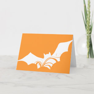 Carte de voeux Halloween Bat Blanc couleur Hallowe